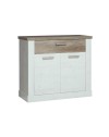 Madia Flux 2 ante e 1 cassetto 101 cm pino bianco con top rovere antico