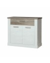 Madia Flux 2 ante e 1 cassetto 101 cm pino bianco con top rovere antico