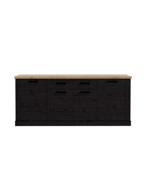 Madia Flux 4 ante e 2 cassetti 213 cm nero cabezone con top rovere riviera