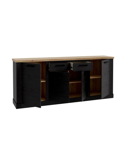 Madia Flux 4 ante e 2 cassetti 213 cm nero cabezone con top rovere riviera