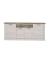 Madia Flux 4 ante e 2 cassetti 213 cm pino bianco con top rovere antico