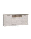 Madia Flux 4 ante e 2 cassetti 213 cm pino bianco con top rovere antico