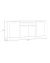 Madia Flux 4 ante e 2 cassetti 213 cm pino bianco con top rovere antico