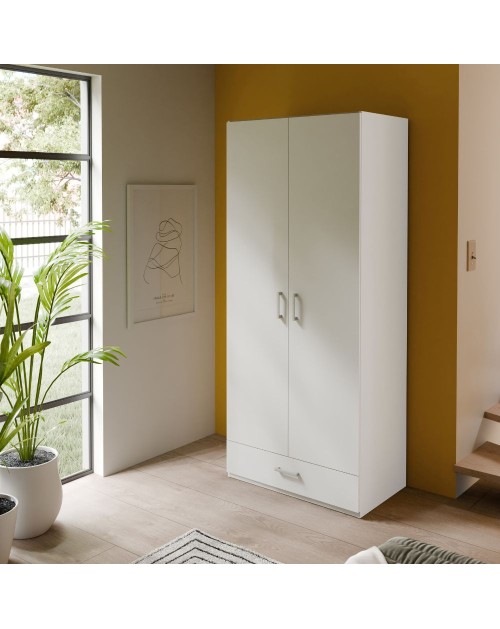 Armadio Arcadia 2 ante e 1 cassetto bianco 89x54x210.5H