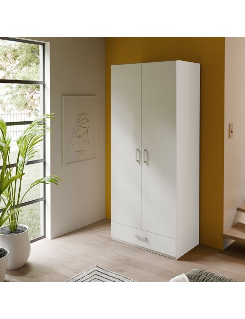 Armadio Arcadia 2 ante e 1 cassetto bianco 89x54x210.5H