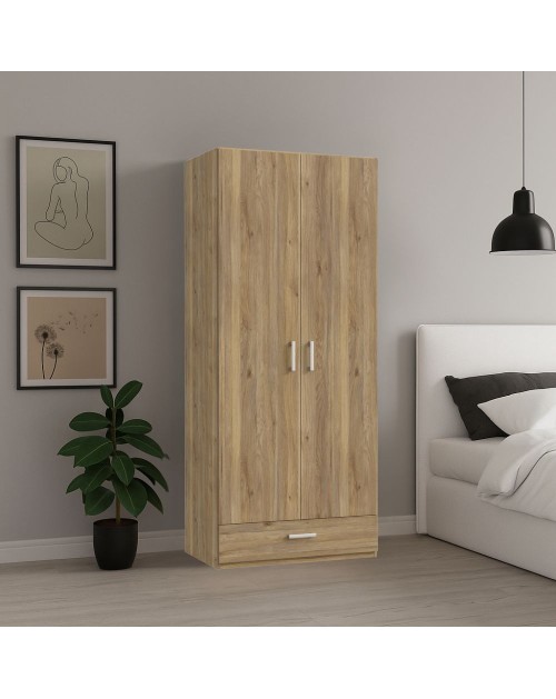 Armadio Arcadia 2 ante e 1 cassetto rovere 89x54x210.5H