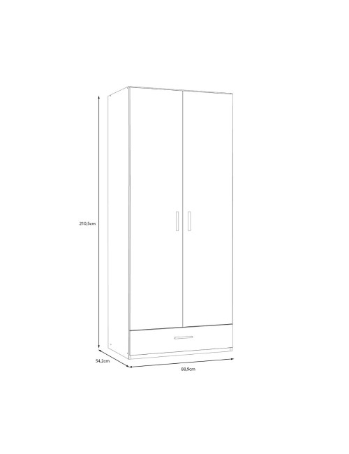 Armadio Arcadia 2 ante e 1 cassetto rovere 89x54x210.5H
