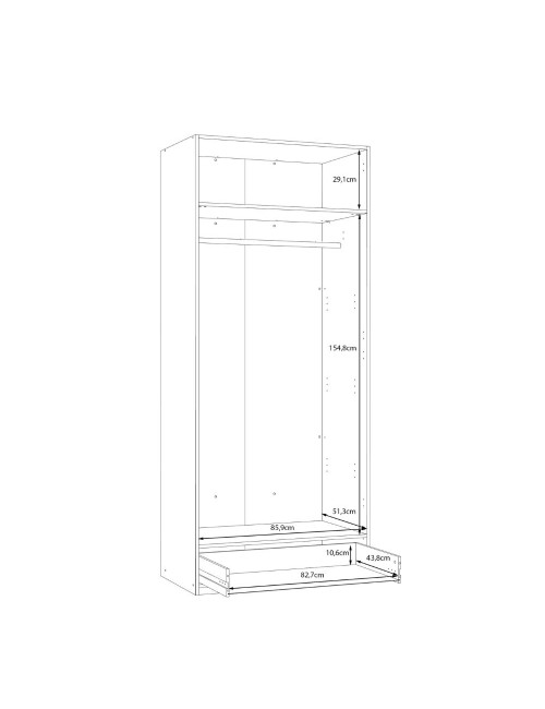 Armadio Arcadia 2 ante e 1 cassetto rovere 89x54x210.5H