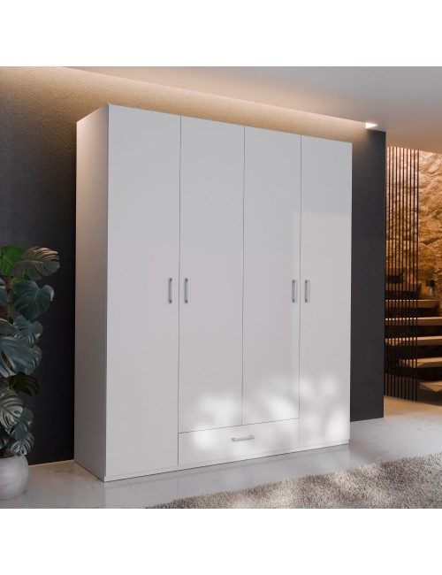 Armadio Arcadia 4 ante e 1 cassetto bianco 177.5x54x210.5H