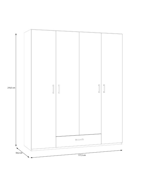 Armadio Arcadia 4 ante e 1 cassetto bianco 177.5x54x210.5H