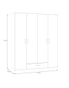 Armadio Arcadia 4 ante e 1 cassetto bianco 177.5x54x210.5H