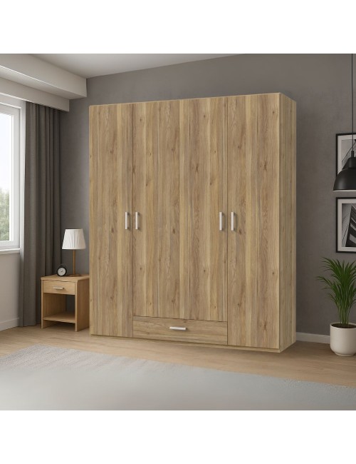 Armadio Arcadia 4 ante e 1 cassetto rovere 177.5x54x210.5H