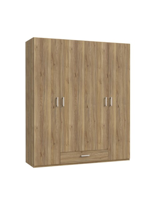 Armadio Arcadia 4 ante e 1 cassetto rovere 177.5x54x210.5H