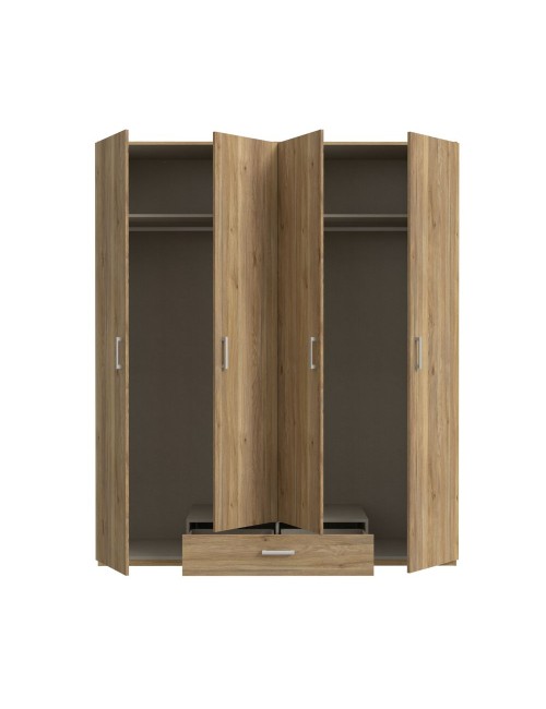 Armadio Arcadia 4 ante e 1 cassetto rovere 177.5x54x210.5H