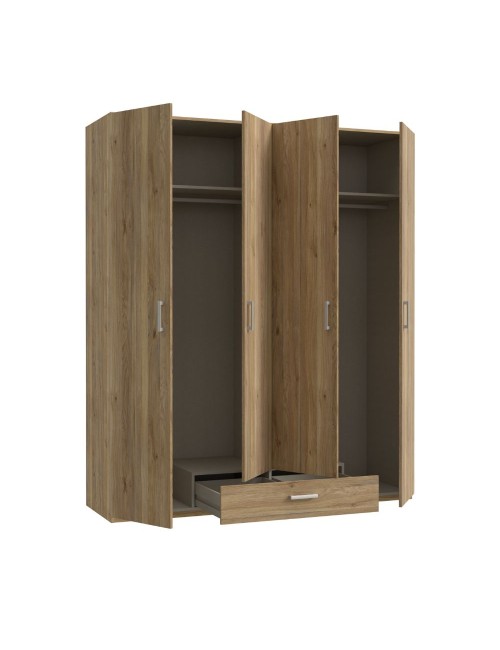 Armadio Arcadia 4 ante e 1 cassetto rovere 177.5x54x210.5H