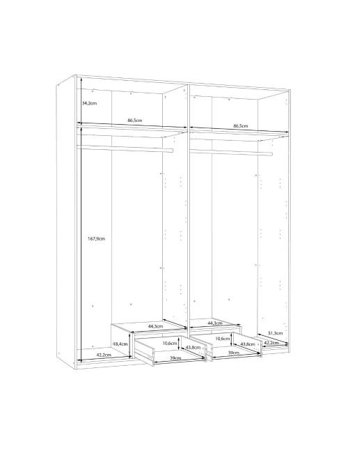 Armadio Arcadia 4 ante e 1 cassetto rovere 177.5x54x210.5H