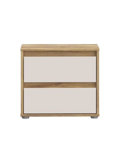 Comodino Neutra Rovere e Cashmere con 2 Cassetti – Design Moderno