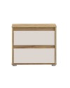 Comodino Neutra Rovere e Cashmere con 2 Cassetti – Design Moderno