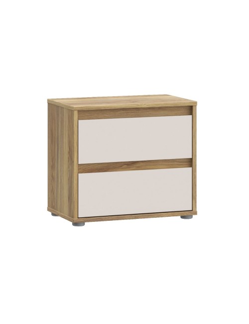 Comodino Neutra Rovere e Cashmere con 2 Cassetti – Design Moderno