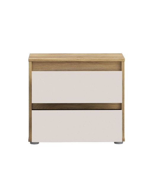 Comodino Neutra Rovere e Cashmere con 2 Cassetti – Design Moderno