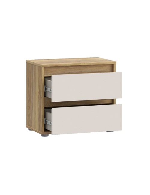 Comodino Neutra Rovere e Cashmere con 2 Cassetti – Design Moderno