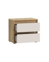 Comodino Neutra Rovere e Cashmere con 2 Cassetti – Design Moderno