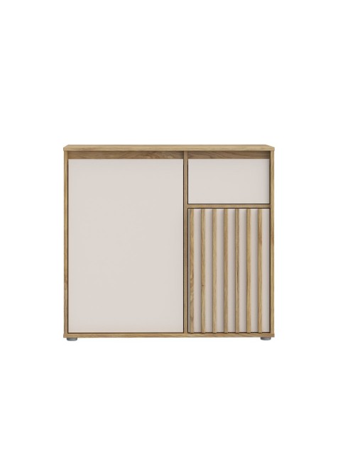 Mobile Multiuso Neutra Rovere e Cashmere con Anta Cannettata e Cassetto