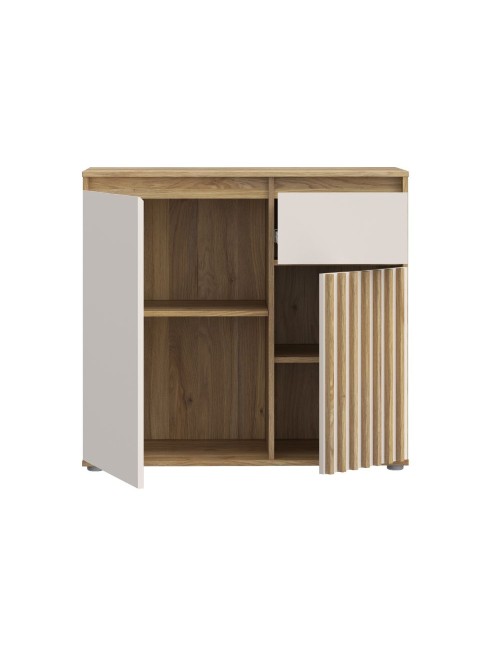 Mobile Multiuso Neutra Rovere e Cashmere con Anta Cannettata e Cassetto