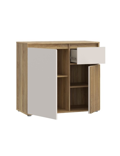 Mobile Multiuso Neutra Rovere e Cashmere con Anta Cannettata e Cassetto