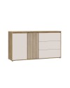 Madia Neutra Rovere e Cashmere con 3 Cassetti e Anta Cannettata