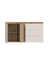 Madia Neutra Rovere e Cashmere con 3 Cassetti e Anta Cannettata