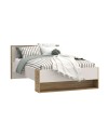 Letto Una Piazza e Mezza Neutra 120x200 con Cassetto e Vani a Giorno Rovere e Cashmere