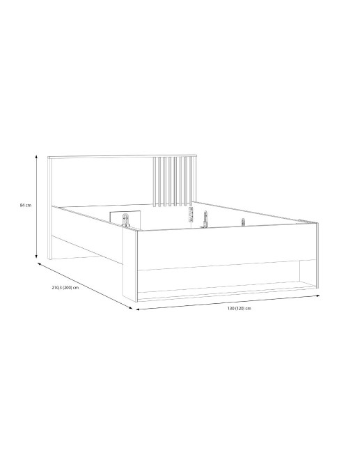 Letto Una Piazza e Mezza Neutra 120x200 con Cassetto e Vani a Giorno Rovere e Cashmere