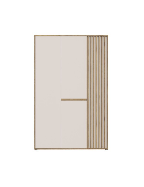 Armadio Neutra 3 Ante Cashmere e Rovere con Dettagli Cannettati