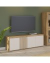 Porta TV Neutra Rovere e Cashmere con 4 Ante con dettagli Cannettati