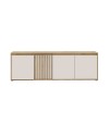 Porta TV Neutra Rovere e Cashmere con 4 Ante con dettagli Cannettati