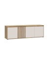 Porta TV Neutra Rovere e Cashmere con 4 Ante con dettagli Cannettati