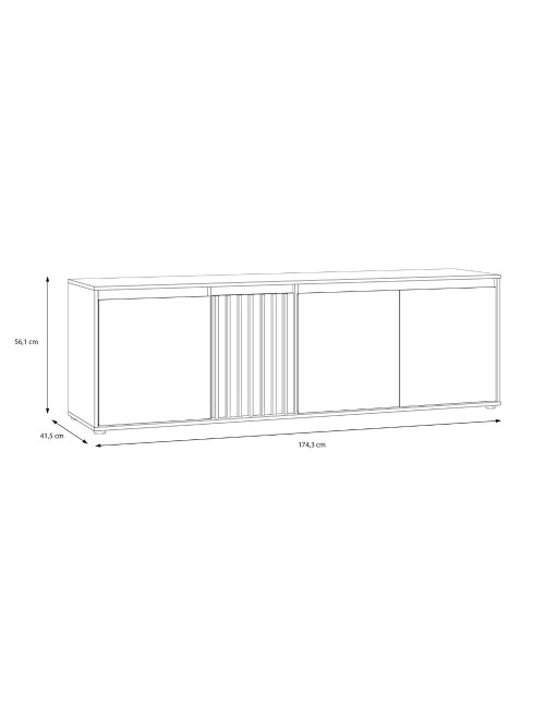 Porta TV Neutra Rovere e Cashmere con 4 Ante con dettagli Cannettati