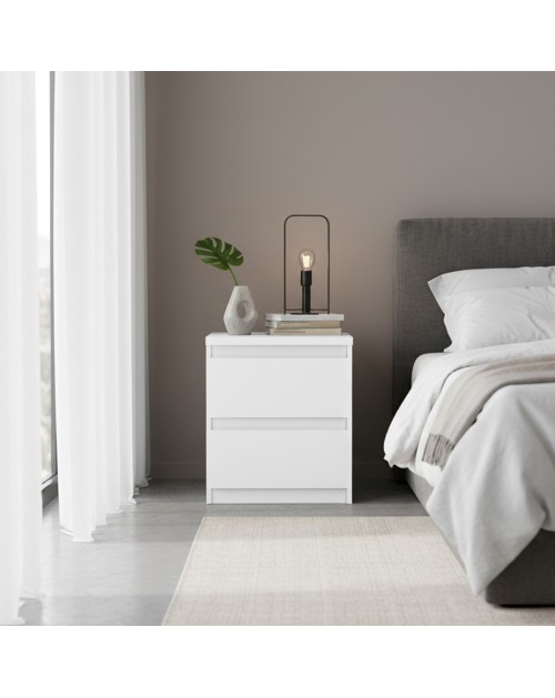 Comodino Morgan 2 cassetti bianco – 41.8x32.2x49.3H