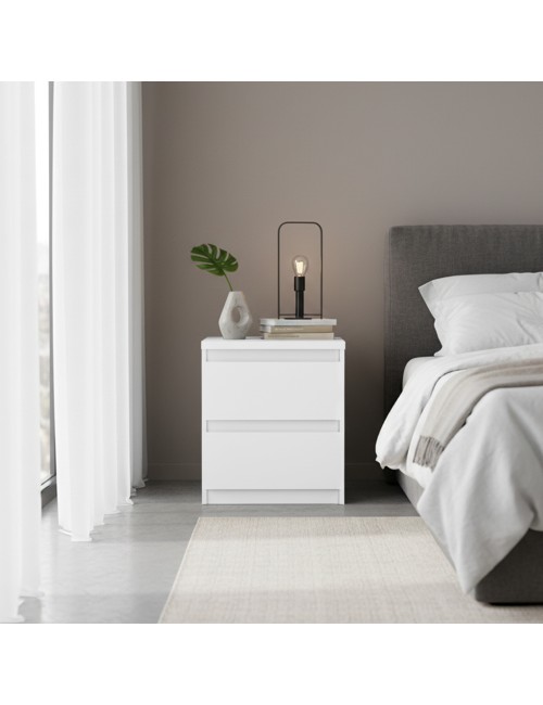 Comodino Morgan 2 cassetti bianco – 41.8x32.2x49.3H