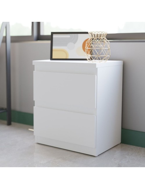 Comodino Morgan 2 cassetti bianco – 41.8x32.2x49.3H
