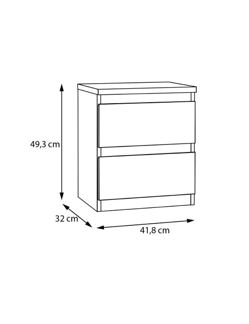 Comodino Morgan 2 cassetti bianco – 41.8x32.2x49.3H