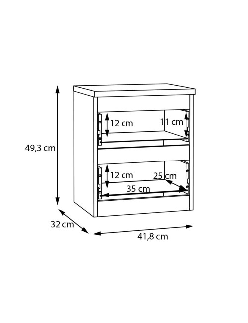 Comodino Morgan 2 cassetti bianco – 41.8x32.2x49.3H