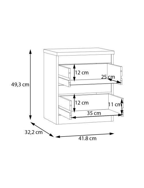Comodino Morgan 2 cassetti rovere – 41.8x32.2x49.3H