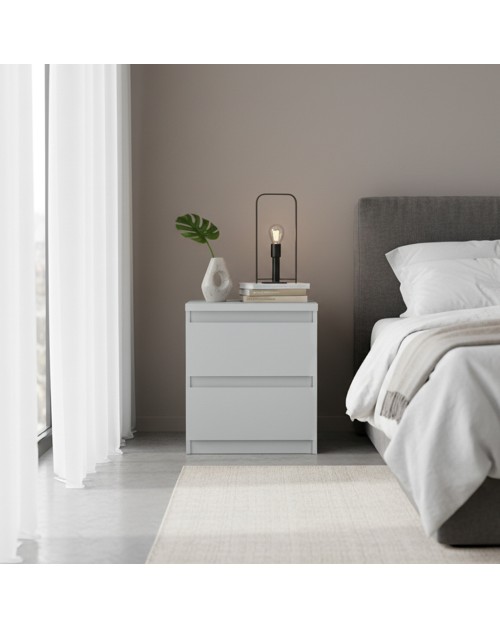 Comodino Morgan 2 cassetti grigio ghiaccio – 41.8x32.2x49.3H