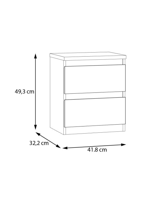 Comodino Morgan 2 cassetti grigio ghiaccio – 41.8x32.2x49.3H