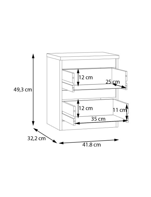 Comodino Morgan 2 cassetti grigio ghiaccio – 41.8x32.2x49.3H