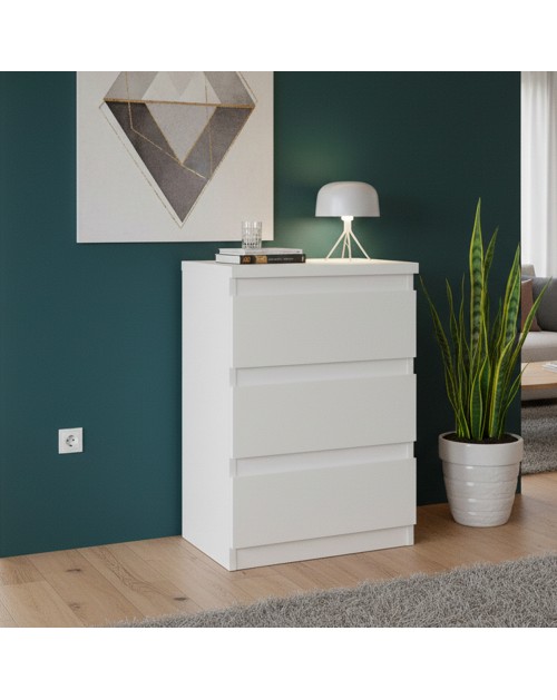 Cassettiera Morgan 3 cassetti bianco – 42x32x61H