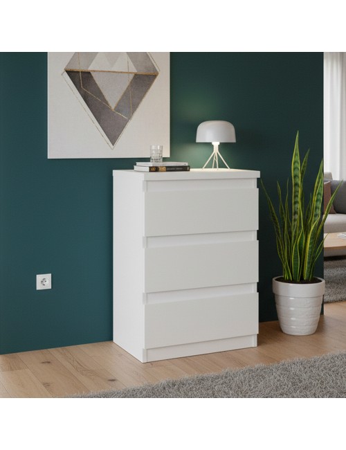 Cassettiera Morgan 3 cassetti bianco – 42x32x61H