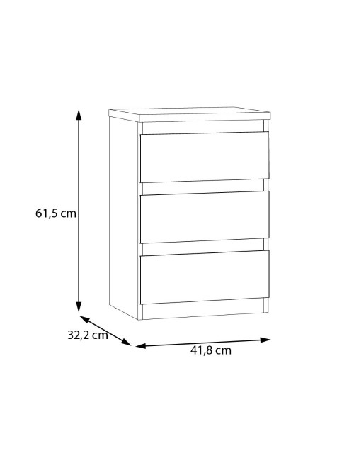 Cassettiera Morgan 3 cassetti bianco – 42x32x61H